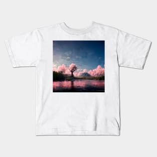 Japanese Sakura Cherry Blossom Trees Landscape #5 Kids T-Shirt